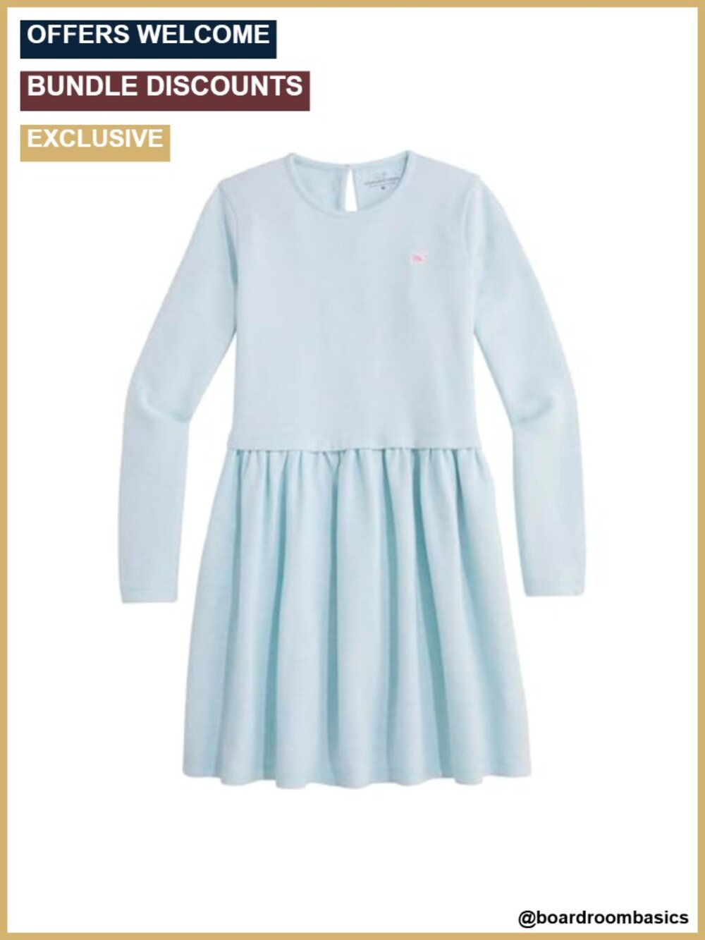 Girls Saltwater Dress Long Sleeve A-Line Whale Embroidery Casual